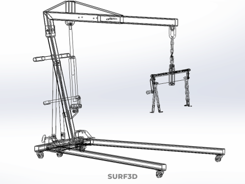 MOBILE ENGINE CRANE HOIST LIFTER STAND LEVELER BALANCER LOAD TON Modello 3D