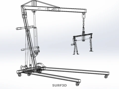 MOBILE ENGINE CRANE HOIST LIFTER STAND LEVELER BALANCER LOAD TON 3D Model