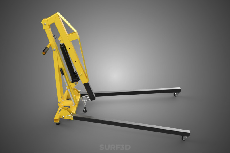 ARM FOLDED HYDRAULIC JACK MOBILE ENGINE CRANE HOIST LIFTING SHOP Modelo 3D .c4d .max .obj .3ds .fbx .stl .blend