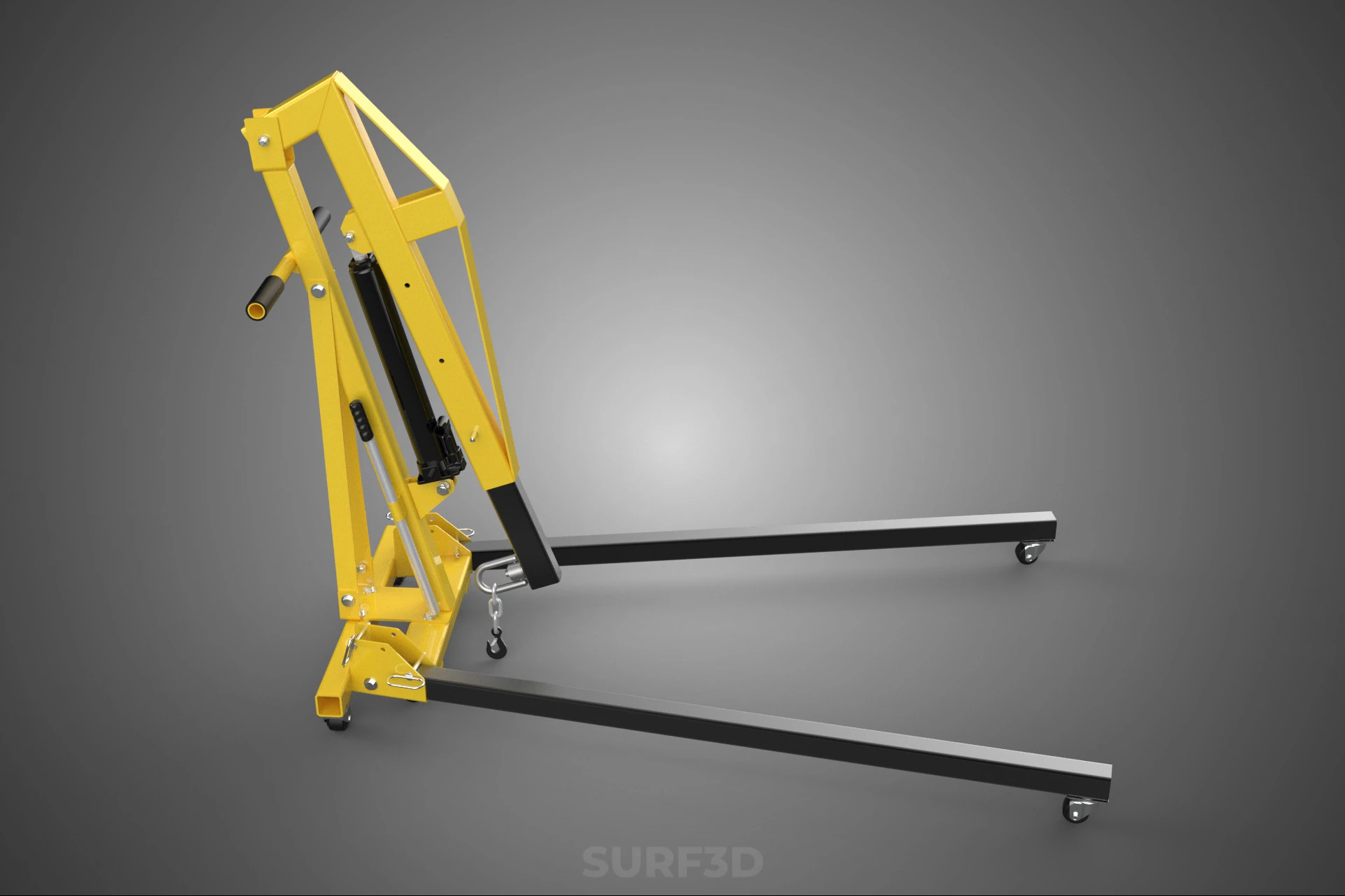 ARM FOLDED HYDRAULIC JACK MOBILE ENGINE CRANE HOIST LIFTING SHOP 3D Model .c4d .max .obj .3ds .fbx .stl .blend 