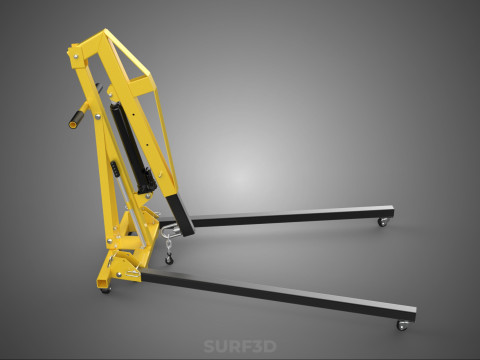 ARM FOLDED HYDRAULIC JACK MOBILE ENGINE CRANE HOIST LIFTING SHOP Modello 3D
