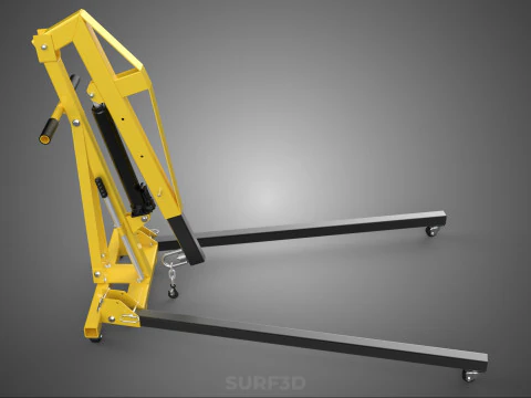 ARM FOLDED HYDRAULIC JACK MOBILE ENGINE CRANE HOIST LIFTING SHOP 3D Model