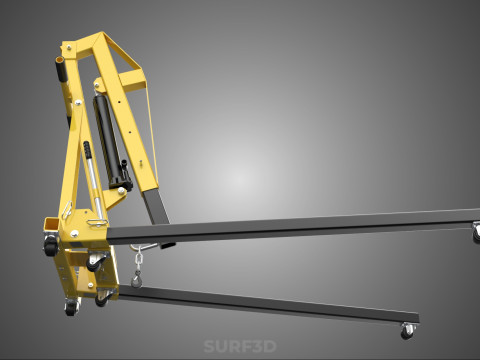 ARM FOLDED HYDRAULIC JACK MOBILE ENGINE CRANE HOIST LIFTING SHOP Modelo 3D