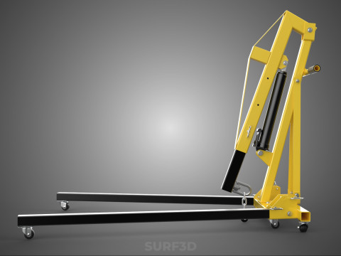 ARM FOLDED HYDRAULIC JACK MOBILE ENGINE CRANE HOIST LIFTING SHOP Modelo 3D