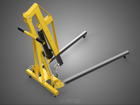 ARM FOLDED HYDRAULIC JACK MOBILE ENGINE CRANE HOIST LIFTING SHOP Modelo 3D