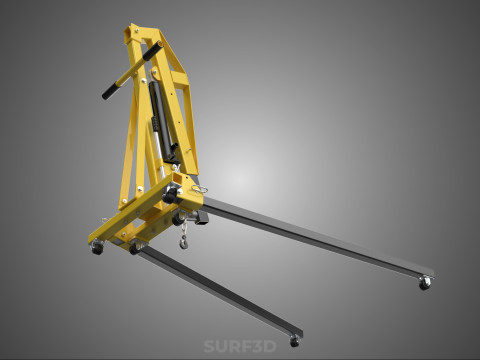 ARM FOLDED HYDRAULIC JACK MOBILE ENGINE CRANE HOIST LIFTING SHOP Modelo 3D