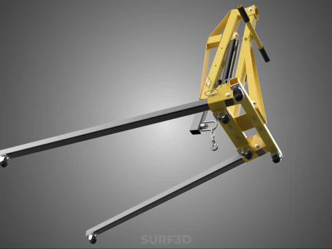 ARM FOLDED HYDRAULIC JACK MOBILE ENGINE CRANE HOIST LIFTING SHOP 3D Model