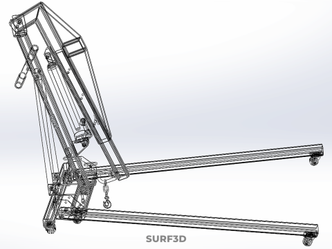 ARM FOLDED HYDRAULIC JACK MOBILE ENGINE CRANE HOIST LIFTING SHOP Modelo 3D