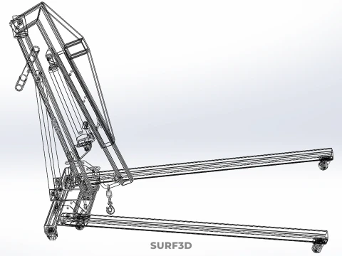 ARM FOLDED HYDRAULIC JACK MOBILE ENGINE CRANE HOIST LIFTING SHOP 3D Model