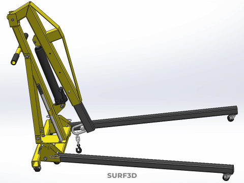 ARM FOLDED HYDRAULIC JACK MOBILE ENGINE CRANE HOIST LIFTING SHOP Modelo 3D
