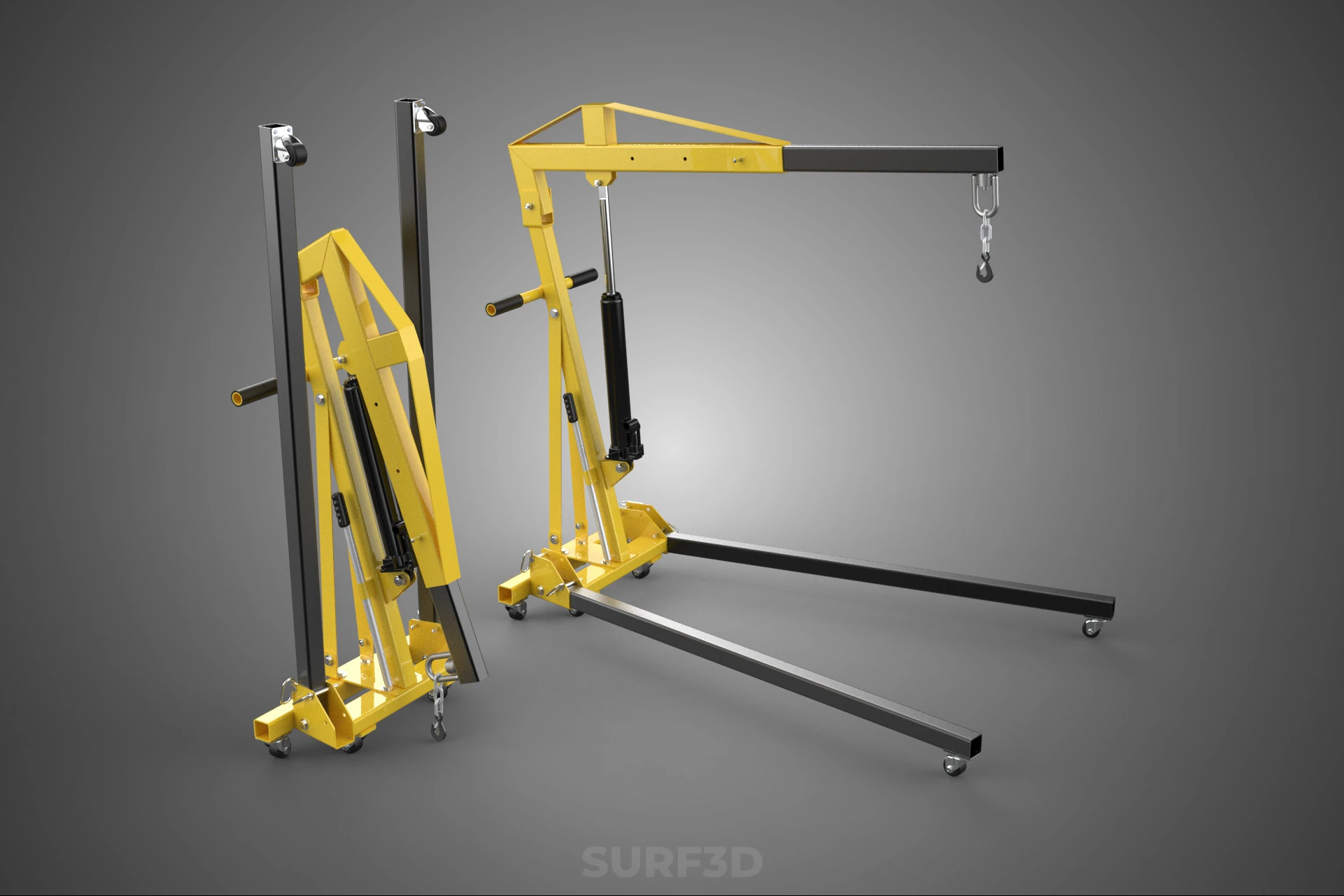 COLLAPSIBLE FOLDING FOLDABLE FOLD HYDRAULIC ENGINE CRANE HOIST 3D Model .c4d .max .obj .3ds .fbx .stl .blend 