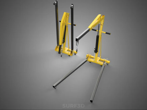 COLLAPSIBLE FOLDING FOLDABLE FOLD HYDRAULIC ENGINE CRANE HOIST 3D Model