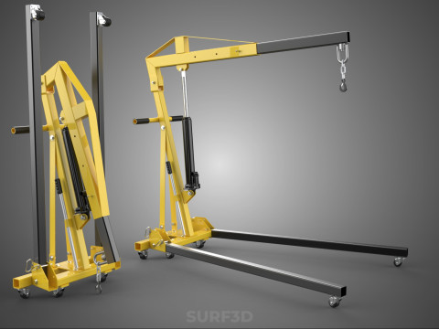 COLLAPSIBLE FOLDING FOLDABLE FOLD HYDRAULIC ENGINE CRANE HOIST Model 3D
