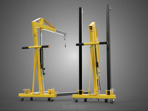 COLLAPSIBLE FOLDING FOLDABLE FOLD HYDRAULIC ENGINE CRANE HOIST 3D Model