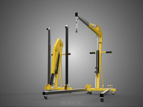COLLAPSIBLE FOLDING FOLDABLE FOLD HYDRAULIC ENGINE CRANE HOIST 3D Model