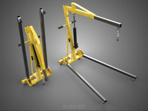 COLLAPSIBLE FOLDING FOLDABLE FOLD HYDRAULIC ENGINE CRANE HOIST 3D Model