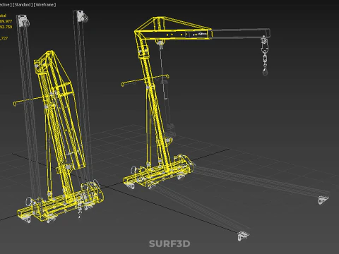 COLLAPSIBLE FOLDING FOLDABLE FOLD HYDRAULIC ENGINE CRANE HOIST 3D Model