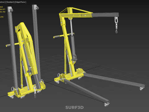COLLAPSIBLE FOLDING FOLDABLE FOLD HYDRAULIC ENGINE CRANE HOIST Model 3D