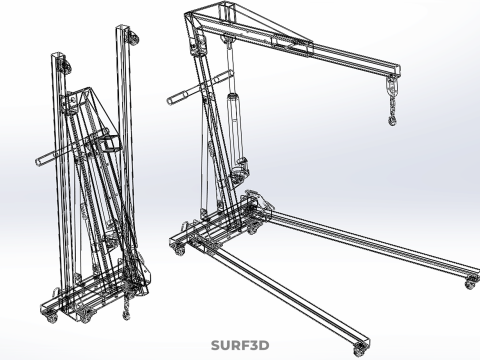COLLAPSIBLE FOLDING FOLDABLE FOLD HYDRAULIC ENGINE CRANE HOIST Model 3D