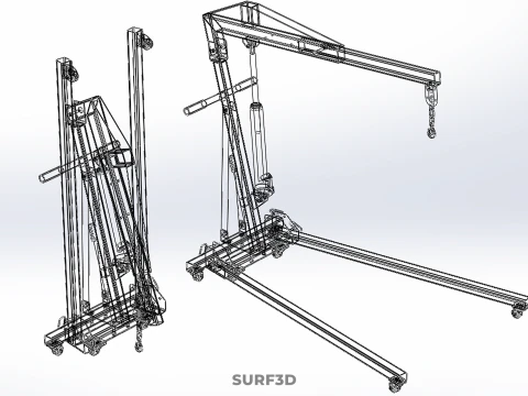 COLLAPSIBLE FOLDING FOLDABLE FOLD HYDRAULIC ENGINE CRANE HOIST 3D Model
