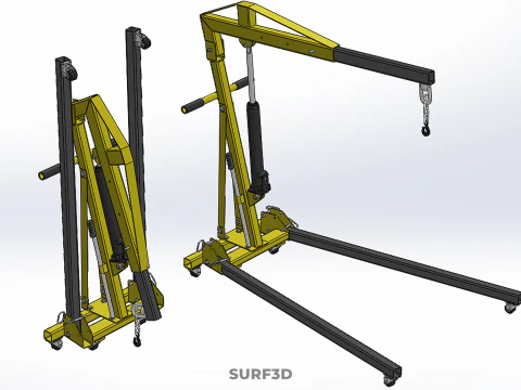 COLLAPSIBLE FOLDING FOLDABLE FOLD HYDRAULIC ENGINE CRANE HOIST 3D Model
