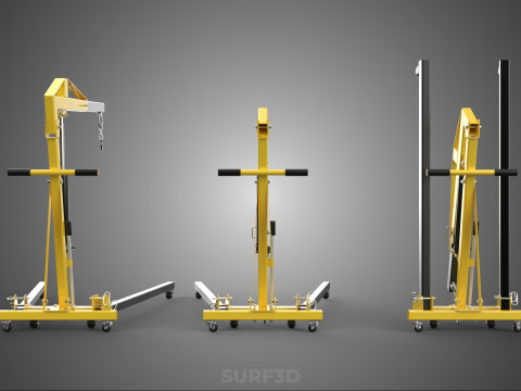 FOLDABLE COLLAPSIBLE FOLDING HYDRAULIC ENGINE CRANE HOIST LIFTER 3D Model