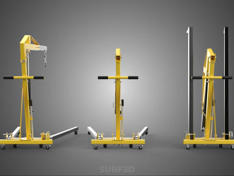 FOLDABLE COLLAPSIBLE FOLDING HYDRAULIC ENGINE CRANE HOIST LIFTER 3D Model