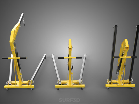 FOLDABLE COLLAPSIBLE FOLDING HYDRAULIC ENGINE CRANE HOIST LIFTER 3D Model