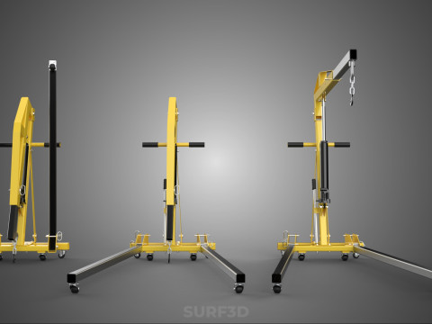 FOLDABLE COLLAPSIBLE FOLDING HYDRAULIC ENGINE CRANE HOIST LIFTER 3D Model