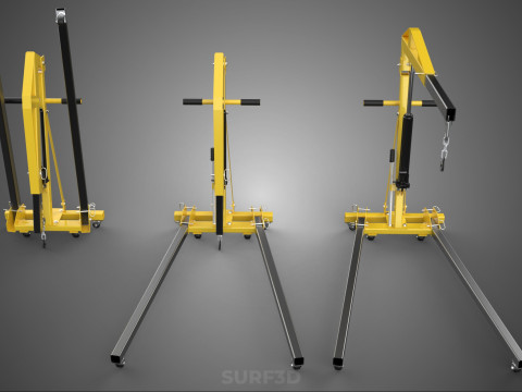 FOLDABLE COLLAPSIBLE FOLDING HYDRAULIC ENGINE CRANE HOIST LIFTER 3D Model