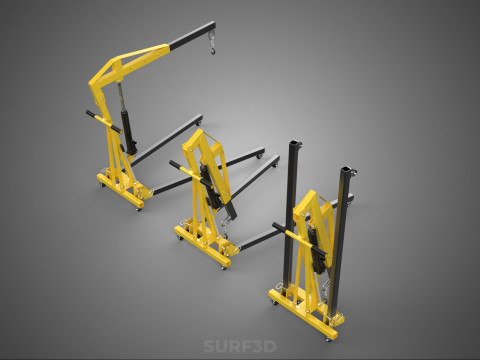FOLDABLE COLLAPSIBLE FOLDING HYDRAULIC ENGINE CRANE HOIST LIFTER 3D Model