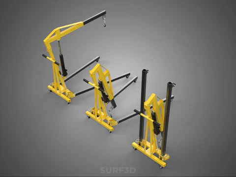 FOLDABLE COLLAPSIBLE FOLDING HYDRAULIC ENGINE CRANE HOIST LIFTER 3D Model