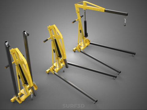 FOLDABLE COLLAPSIBLE FOLDING HYDRAULIC ENGINE CRANE HOIST LIFTER 3D Model
