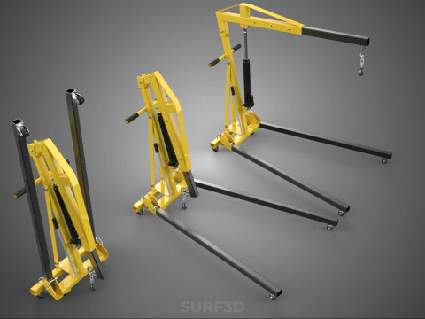 FOLDABLE COLLAPSIBLE FOLDING HYDRAULIC ENGINE CRANE HOIST LIFTER 3D Model