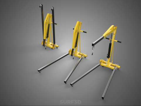 FOLDABLE COLLAPSIBLE FOLDING HYDRAULIC ENGINE CRANE HOIST LIFTER 3D Model