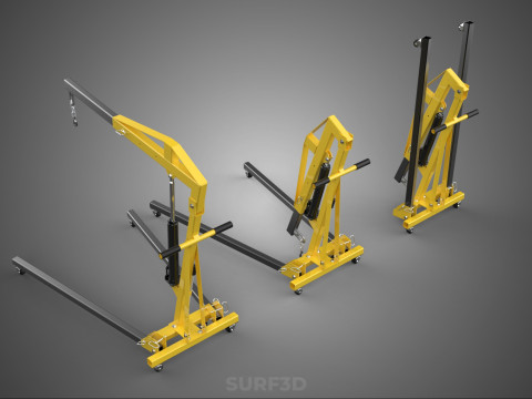 FOLDABLE COLLAPSIBLE FOLDING HYDRAULIC ENGINE CRANE HOIST LIFTER 3D Model