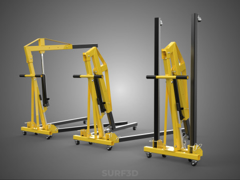 FOLDABLE COLLAPSIBLE FOLDING HYDRAULIC ENGINE CRANE HOIST LIFTER 3D Model
