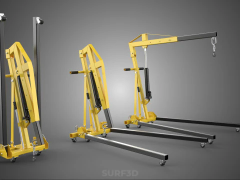 FOLDABLE COLLAPSIBLE FOLDING HYDRAULIC ENGINE CRANE HOIST LIFTER 3D Model