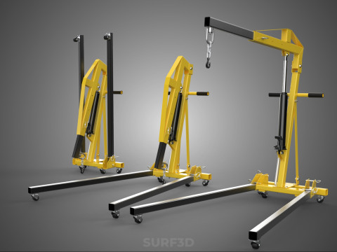 FOLDABLE COLLAPSIBLE FOLDING HYDRAULIC ENGINE CRANE HOIST LIFTER 3D Model