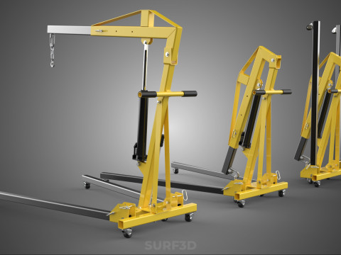 FOLDABLE COLLAPSIBLE FOLDING HYDRAULIC ENGINE CRANE HOIST LIFTER 3D Model