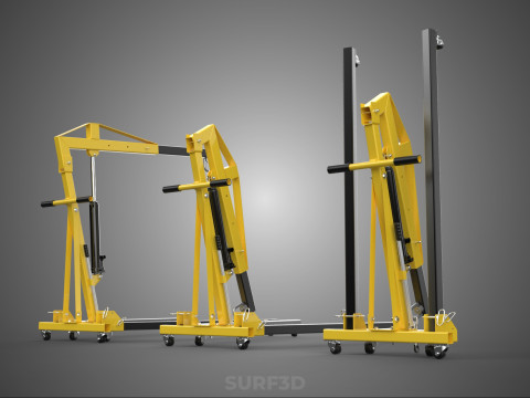 FOLDABLE COLLAPSIBLE FOLDING HYDRAULIC ENGINE CRANE HOIST LIFTER 3D Model