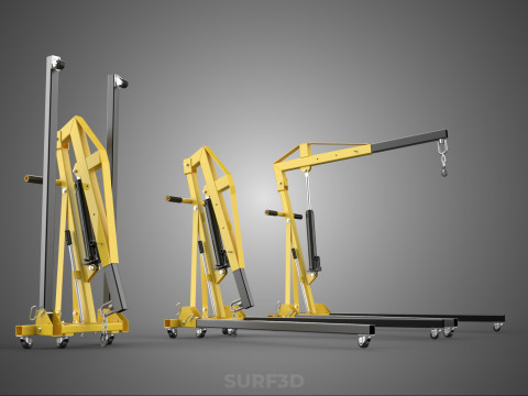 FOLDABLE COLLAPSIBLE FOLDING HYDRAULIC ENGINE CRANE HOIST LIFTER 3D Model