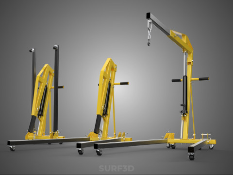 FOLDABLE COLLAPSIBLE FOLDING HYDRAULIC ENGINE CRANE HOIST LIFTER 3D Model