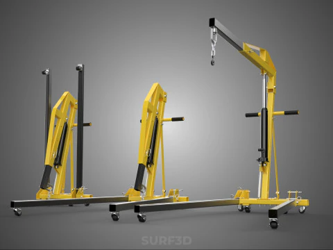 FOLDABLE COLLAPSIBLE FOLDING HYDRAULIC ENGINE CRANE HOIST LIFTER 3D Model