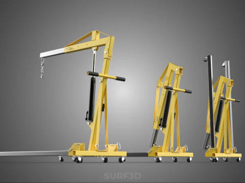 FOLDABLE COLLAPSIBLE FOLDING HYDRAULIC ENGINE CRANE HOIST LIFTER 3D Model