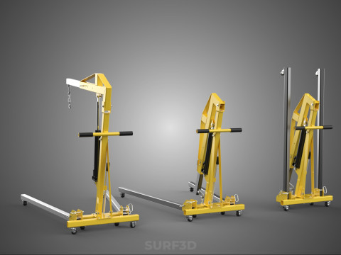FOLDABLE COLLAPSIBLE FOLDING HYDRAULIC ENGINE CRANE HOIST LIFTER 3D Model