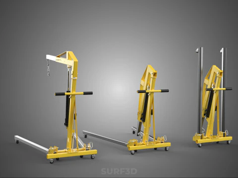 FOLDABLE COLLAPSIBLE FOLDING HYDRAULIC ENGINE CRANE HOIST LIFTER 3D Model