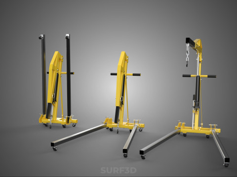 FOLDABLE COLLAPSIBLE FOLDING HYDRAULIC ENGINE CRANE HOIST LIFTER 3D Model