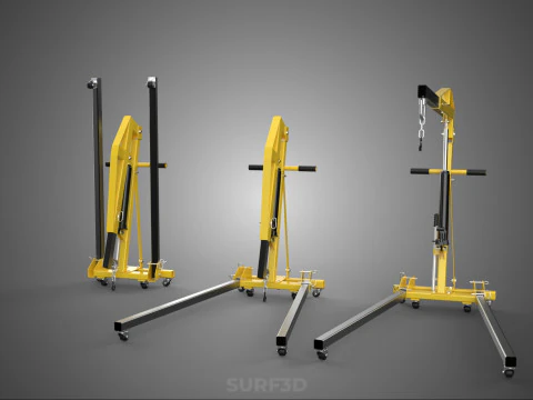 FOLDABLE COLLAPSIBLE FOLDING HYDRAULIC ENGINE CRANE HOIST LIFTER 3D Model