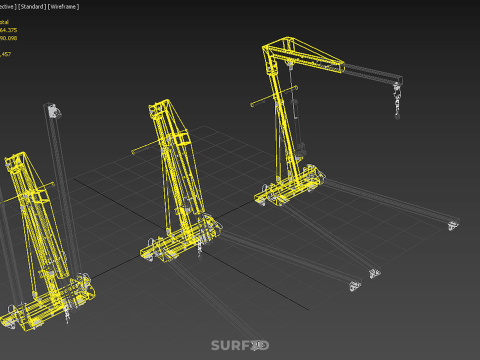 FOLDABLE COLLAPSIBLE FOLDING HYDRAULIC ENGINE CRANE HOIST LIFTER 3D Model
